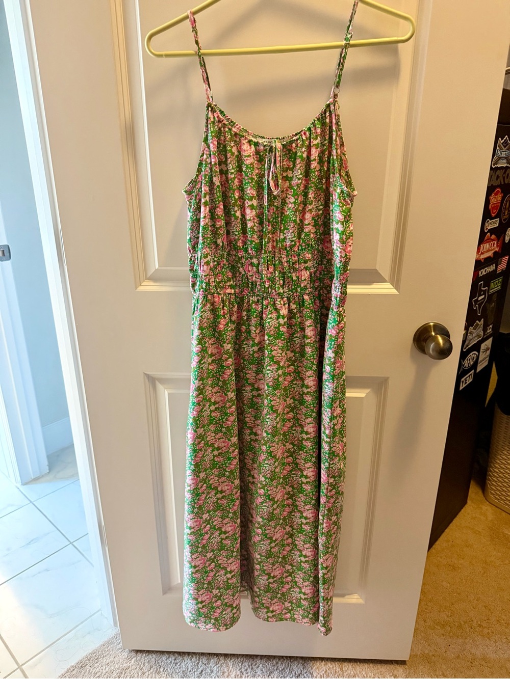 Staccato Green Pink Floral Midi Dress